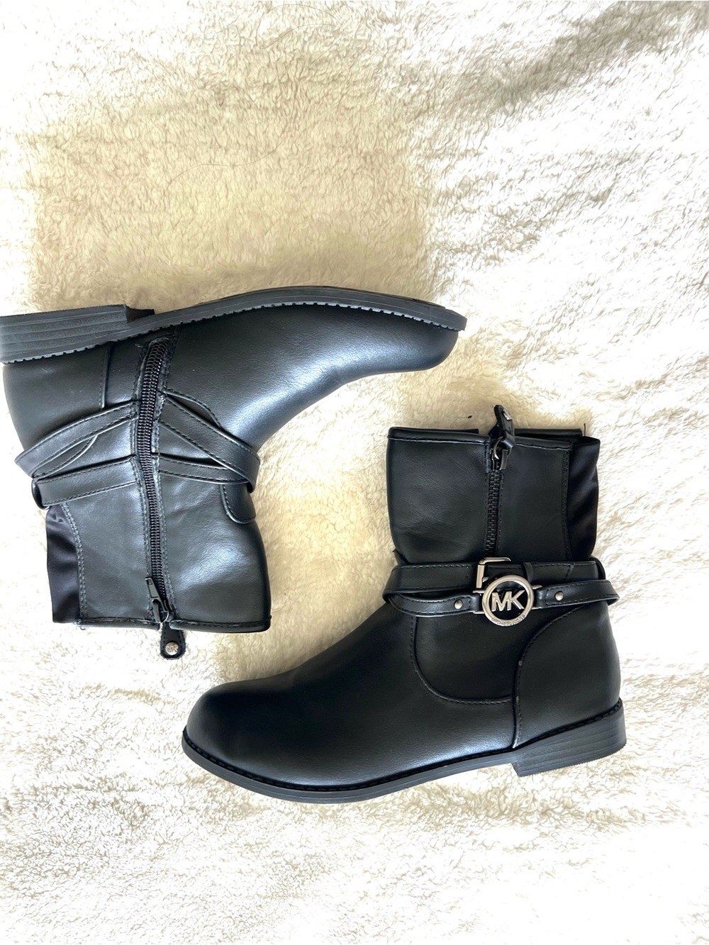Michael Kors Black MK Logo Strap Ankle Boots Size 4